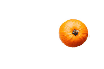 A single orange pumpkin Isolated on white transparent background