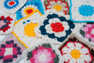 Background of multicolored granny squares