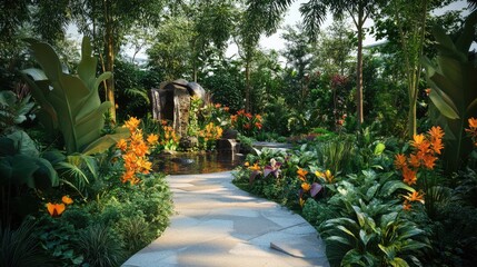 Serene Tropical Garden Path
