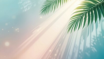 Fototapeta premium Sunlight filtering through palm fronds tropical paradise nature scene serene environment close-up view tranquility and relaxation