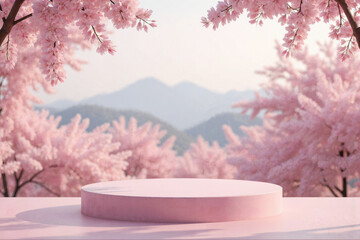 Pink Podium in Sakura Blossom Garden