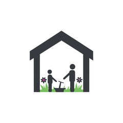 Father and child gardening and building a birdhouse, a heartwarming family moment, quality time outdoors, Fathers Day Background