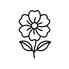 Outline drawing of a flower with leaves  