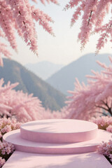 Pink Podium in Sakura Blossom Garden