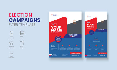 Election Campaigns Flyer Template, Political Flyer, Vote Flyer, DL Election Campaigns Flyer, Roll Up Banner