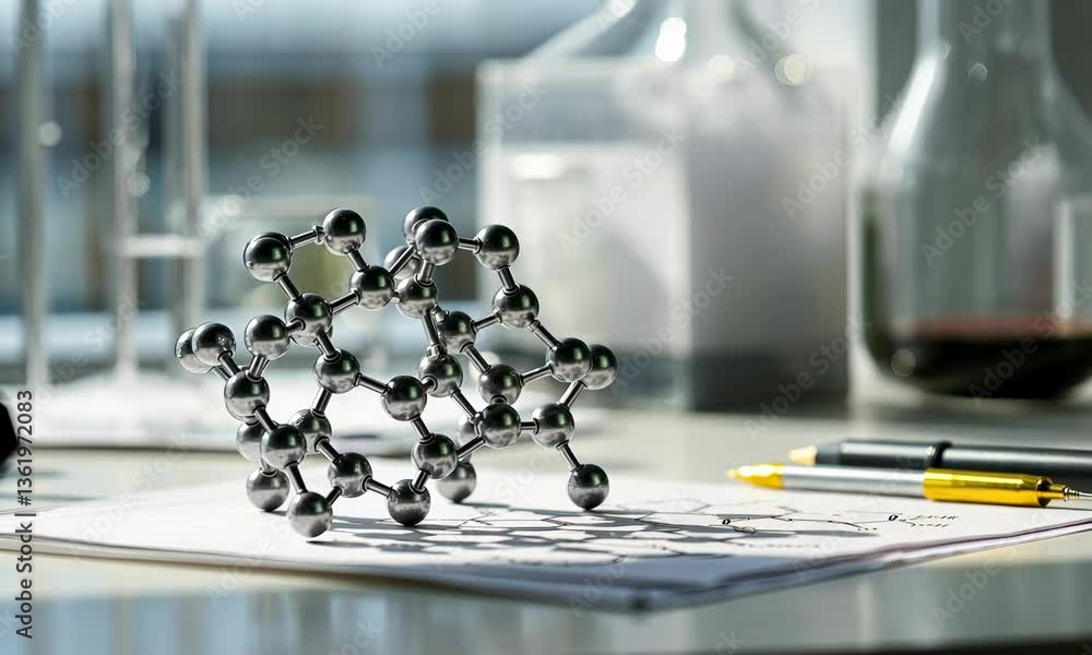 Aufkleber molecular model in science lab on table