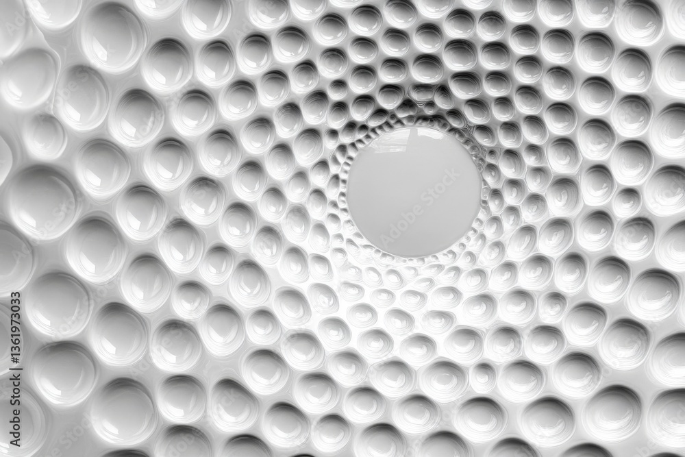 Poster Circular pattern of white spheres creates a captivating tunnel illusion in an abstract design