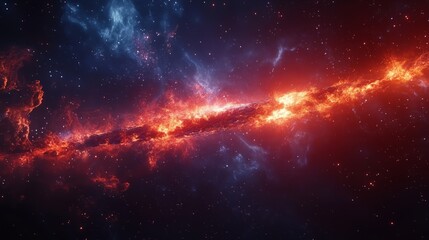 Fototapeta premium A cosmic meteorite hurtling through space, leaving behind a glowing, fiery trail in its wake 