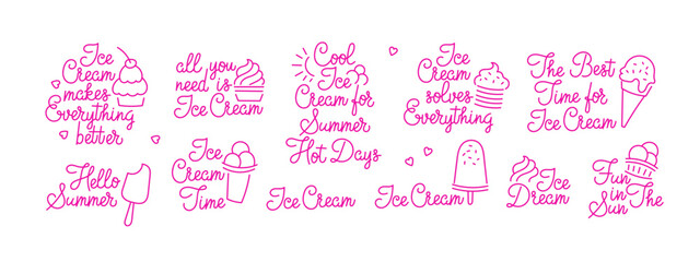 Fototapeta premium Creative ice cream quotes designed for summer fun and enjoyment with friends