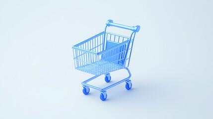 3D Shopping Cart on White Background