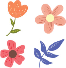Cute and simple flower spring beautiful collection set vector hand drawn illustration for sticker, print, book, flyer, graphic element, social media