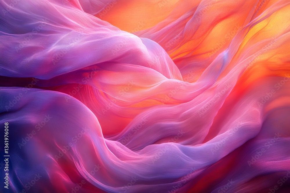 Poster soft flowing textures blend vibrant colors in a beautifully abstract composition that evokes a sense