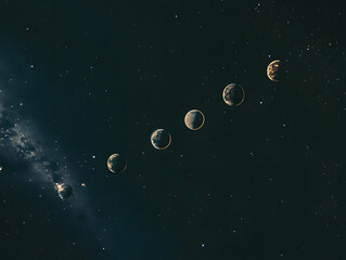 Naklejka premium Cosmic alignment of multiple planets.