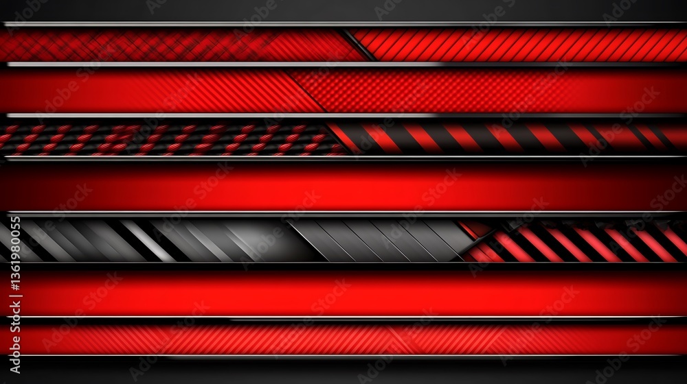 Poster dynamic red and black abstract background with metallic accents design