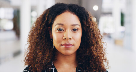 Serious, portrait and businesswoman in office with confidence for creative journalism job. Magazine...