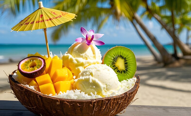 coconut cocktail on the beach