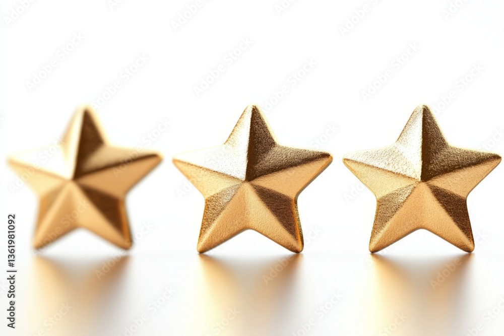 Poster Decorative golden stars arranged in a row with soft light creating an elegant background effect