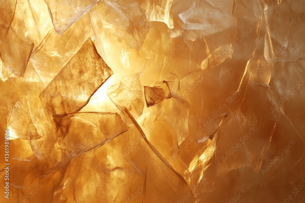 Poster Golden abstract texture with layered translucent elements during daylight hours