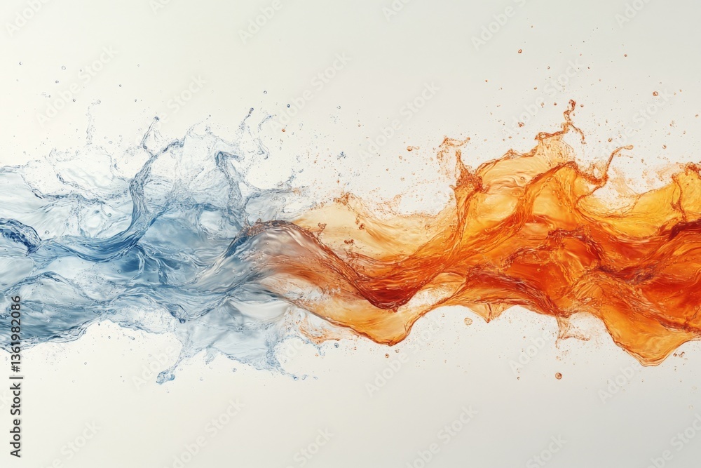Aufkleber Dynamic clash of water and fire creating stunning visual effects in a creative art piece
