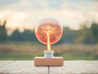 Plasma Tree Globe with Nature Background.