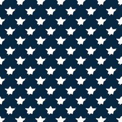 Seamless White Stars Pattern on Navy Blue Background for Fabric Wallpaper and Digital Use