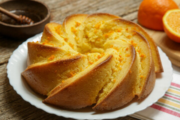 Easy Orange Pound Cake Drizzled with candied sweet orange peel	