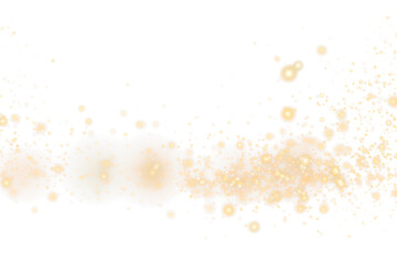 golden glitter bokeh lights glowing isolated on white or transparent png