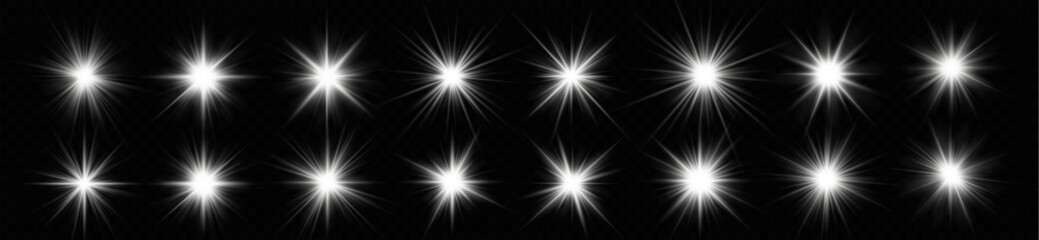 Star white set glowing vector sunlight flare ray flash glow shine glare shiny effect abstract burst explosion bright background sparkle beam transparent blur illustration design magic vibrant lens png