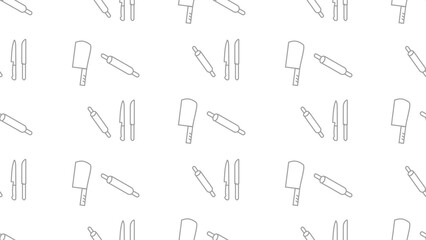 Kitchen utensils seamless pattern background. Kitchen set seamless pattern. Doodle of kitchen set, cooking utensils seamless pattern. Perfect for fabrics, textiles, wallpaper, decor, print, packaging