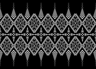Geometric Ethnic pattern, Native American tribal fabric, tile, carpet, vector, illustration design, on navy blue background, Navajo pattern