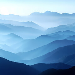 Fototapeta premium Majestic Blue Mountain Range in Misty Morning Light