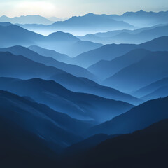 Fototapeta premium Majestic Blue Mountain Range Silhouette