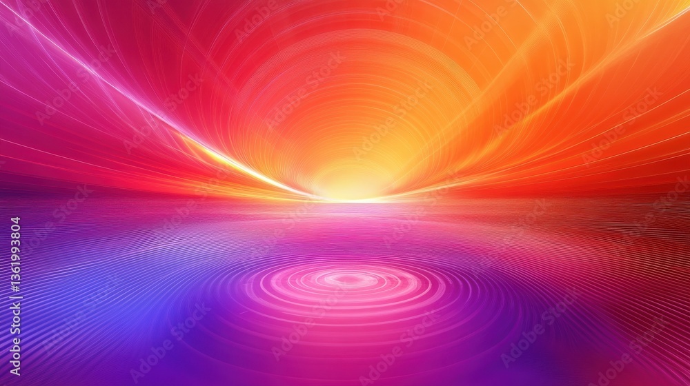 Poster fantasy abstract colorful background featuring lines with a red to orange to purple gradient and a c