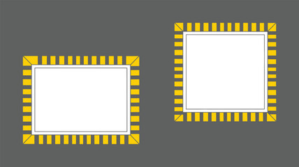 Yellow Framed Template with Geometric Patterned Borders for Design and Branding