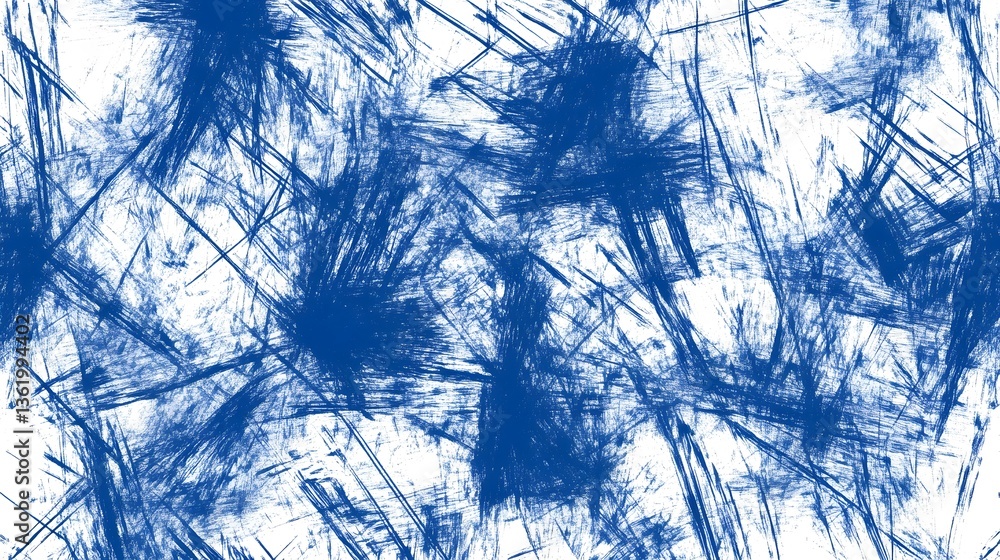 Poster abstract artwork displaying a pattern of navy blue strokes and textures