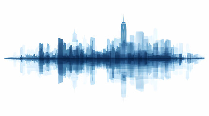 Obraz premium Silhouette of New York City Skyline with Reflection