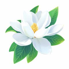 Fototapeta premium Beautiful White Magnolia Flower Illustration