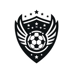 Football Emblem with Shield, Wings and Stars in Minimalist Style