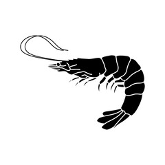 Shrimp silhouette Black and white shrimp vector icon. shrimp vector illustration on white background
