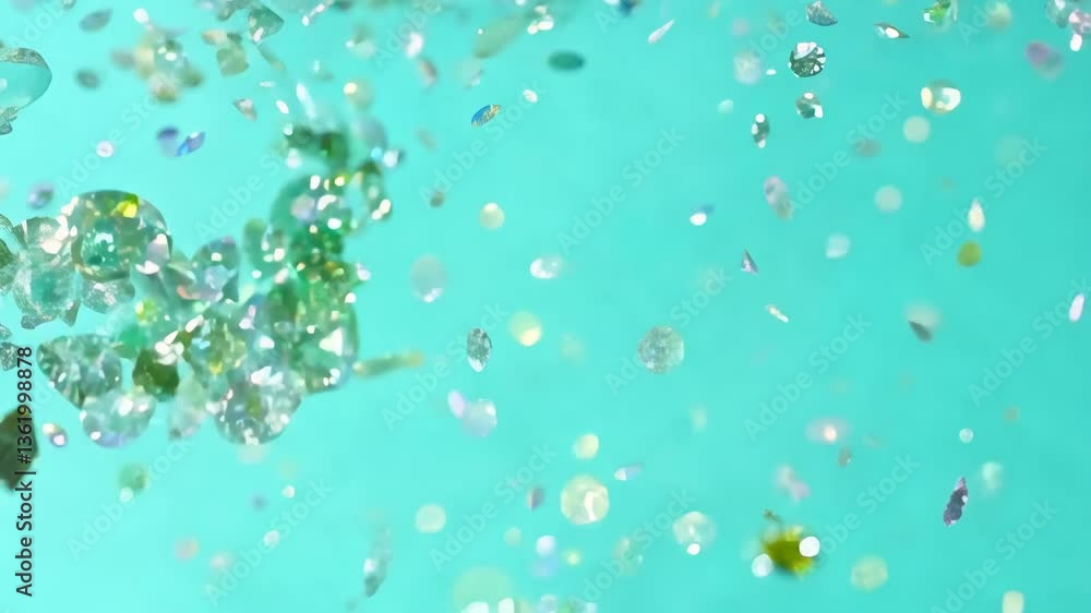 Aufkleber a blue background with a lot of colorful confetti. the confetti is in different shapes and sizes