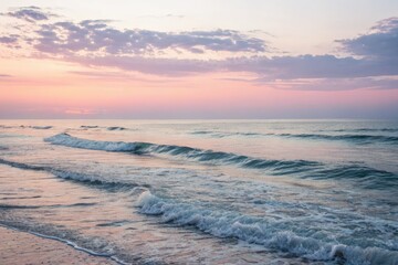 Minimalist ocean sunset.  Vintage hues paint abstract waves.  Seascape serenity.