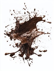 Isolated drops of mud splash on a white background, featuring a clipping path, Isolated mud splashes on a white background with clipping path