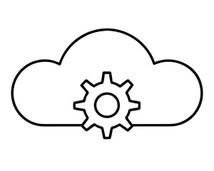 creative Cloud and Gear icon silhouette vector illustration isolated on white background