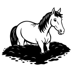 Fototapeta premium horse in mud trap vector 