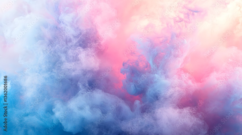 Poster abstract image displays swirling clouds of colorful vaporous atmosphere