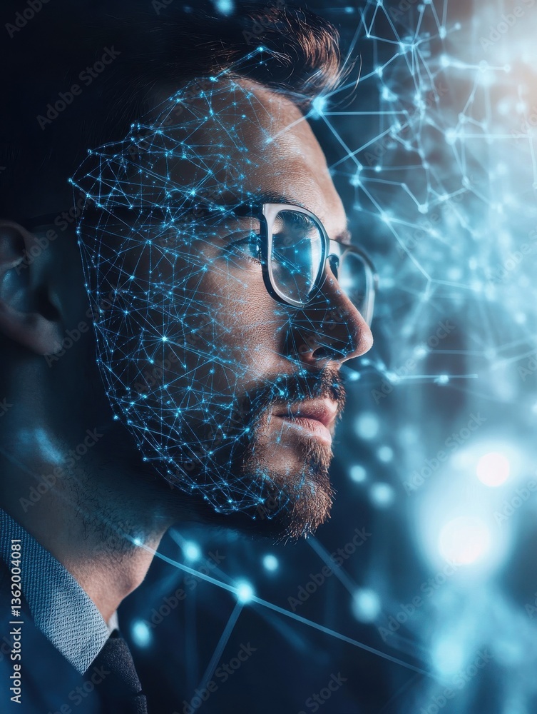 Aufkleber close-up of a consultant discussing ai technology applications with a client focusing on business tr
