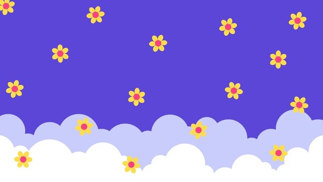 Cartoon Flowers and Clouds  Fun Animated Background