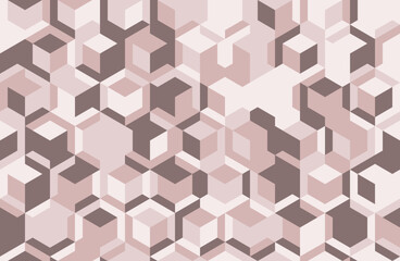 Abstract geometric background with a captivating interplay of pink and brown cubes.