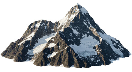 Snow capped mountain png, rocky mountain peak isolated on transparent background