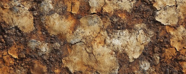 A close-up shot of soil with visible textures and weathered earth details.
